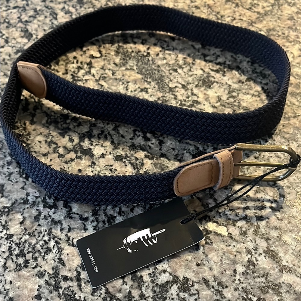 RYE 51 Navy Woven Belt with Tan Accents